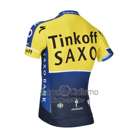 Tinkoff Saxo Bank Ropa Ciclismo Culotte Corto 2014 Mangas Cortas Azul y AMarillo